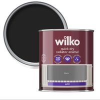 wilko Quick Dry Satin Radiator Enamel Paint 250ml - Black