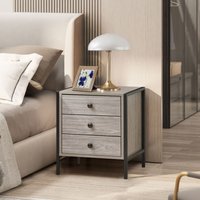 Alva 3 Drawer Bedside Table - Grey Oak