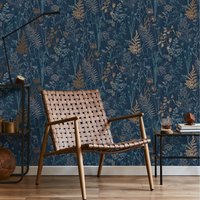 Superfresco Easy Organics Metallic Floral Wallpaper - Navy