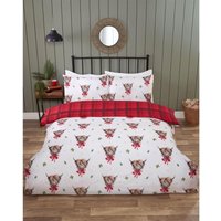 Fergus Highland Cow Duvet Cover Set - White / Single