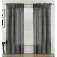 Rhodes Linen-Look Plain Sheer Voile Panels - Pair - Charcoal / 122cm