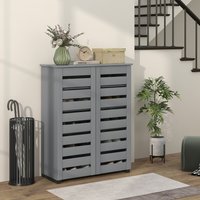 HOMCOM 5-Tier Narrow Shoe Cabinet with Adjustable Shelves - Dark Grey