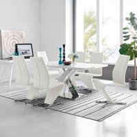 Atlanta Modern High Gloss White Dining Table And 6 Willow Chairs Set - White
