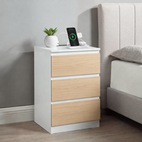 USB-A and USB-C Plug Charging Station Bedside Table - White / 1 / ABSParticle BoardWood