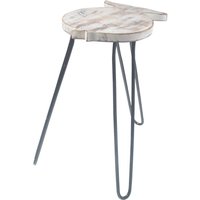 Whitewash Albasia Wood Fish Stand Rustic Coastal Decor Accent - White