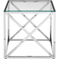 Allure End Table With Cross Base - Silver
