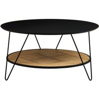 Depok Rattan And Metal Coffee Table With Hairpin Legs - Black