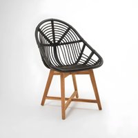 Manado Black Natural Rattan And Teak Chair - Black