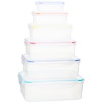 Herrela 6 Piece Rectangular Food Containers with Airtight Lids - Transparent