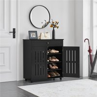 Yaheetech Shoe Cabinet with Drawer - Black / 85.5cm