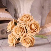 Bunch of 6 Small Foam Tea Roses - Cream