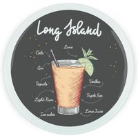Long Island Cocktail Round Worktop Protector - Textured Glass Chopping Board - Black