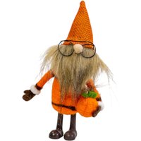 Four Candle Wool Autumn Gonk with Pumpkin Decoration in Orange