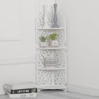 4-Tier White Corner Shelves - White