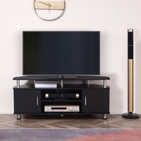 TV Unit Cabinet with Storage Shelves and Cupboard - Black