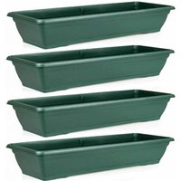 Large 72cm Plastic Trough Planter Set of 4 - Green