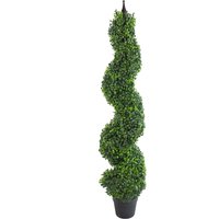 Tall Spiral Artificial Boxwood Tower Tree Topiary Spiral Metal Top - Boxwood
