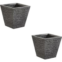 Small Brick Effect Flared Planter - Grey / 2