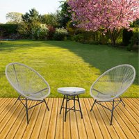 RayGar, 3pcs Bistro Egg Designer String Chair Garden Set - Grey RayGar, 3pcs Bistro Egg Designer String Chair Garden Set - Grey