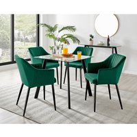 FurnitureboxUK, Seattle Glass and Black Leg Square Dining Table and 4 Calla Black Leg Chairs - Green FurnitureboxUK, Seattle Glass and Black Leg Square Dining Table and 4 Calla Black Leg Chairs - Green