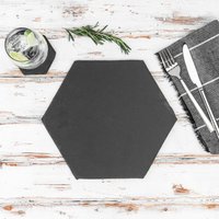 Hexagon Slate Placemats - 30 x 26cm - Black / 6
