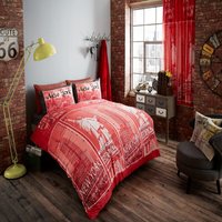 Luxury Inspire Duvet Cover and Pillowcase Set - Red / Double