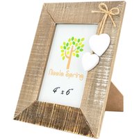 4x6" Rustic White Hearts Photo Frame - Brown