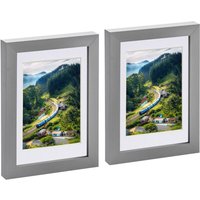 Photo Frames with 4x6" Mount - 5x7" - Grey - Pack of 2 - White