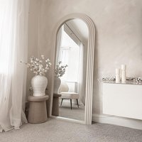 Evie Ridged Arch Lean To Mirror - Cream