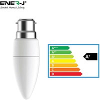 Pack of 10 units, B22 LED Light Bulb, Warm White Candle Bulb C37 - White