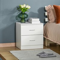 HOMCOM Bedside Table with 2 Drawers Storage - White