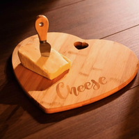Wooden Heart Cheese Board - Brown