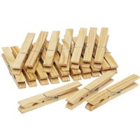Pack of 20 XXL Jumbo Wooden Washing Line Cloth Pegs - Natural