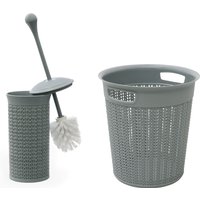12L Knit Design Loop Plastic Round Bin - Grey / 40cm