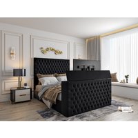 Claridges Upholstered Soft Velvet Tv Bed Frame - Boucle Fabric - Dove / Superking