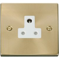 Satin Brushed Brass 1 Gang 5A Round Pin Socket - White