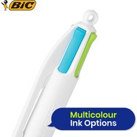 BIC 4 Colours Grip Ballpoint Pens Fashion Ink Pack of 12 - Pink, Purple, Turquoise and Lime green
