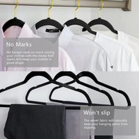 Pack of 10 Malmo Black and Gold Velvet Hangers - Black and Gold