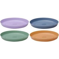 Stackable Lightweight Kids Plastic Plates Set Multi Coloured - Multicolour
