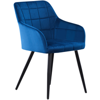 Single Camden Velvet Dining Chair Upholstered for Kitchen Dining Room - Blue
