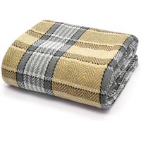 100 Percent Cotton Indian Check Patterend Sofa or Bed Throw - Grey/ Ochre / 228cm