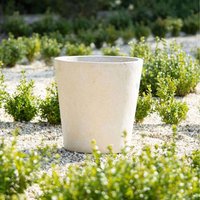 Cream Handmade Round Fiberstone Planter - Cream / 45cm