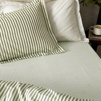 Hebden Melange Stripe Fitted Sheet - Olive / King