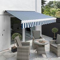 Full Cassette Manual Awning - Blue & White Stripe / 500cm