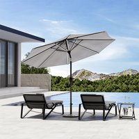 Outdoor Patio Umbrella Parasol with Round Resin Base - Light Grey