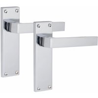Victorian Straight Delta Door Handles Backplate - Polished Chrome