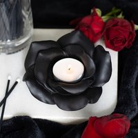 Enchanting Rose Resin Tealight Candle Holder - Black
