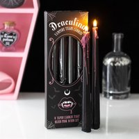 Set of 4 Vampire Tears Taper Candles for Gothic Decor Gifts - Black