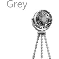 Flexible Tripod Clip Fan USB Rechargeable Mini Cooling Fan - Grey