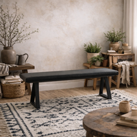Wyld Haus Balbriggan Large Black Faux Leather Backless Bench - Black